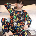 2-Piece New Spring And Fall Men's Pajamas Set Boys Soft Long-Sleeved Sleep Rest Home Party Pajamas Men's Casual Homewear