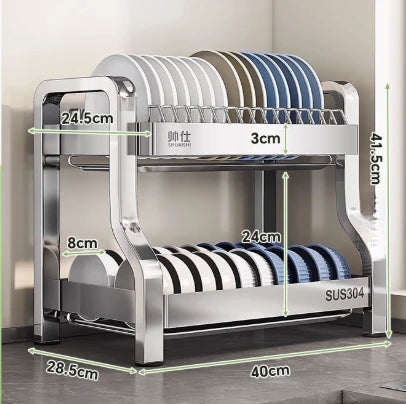 304 Stainless Steel Dish Storage Rack Kitchen Multifunctional Drain Countertop Accessories - View 7 | SAMAG