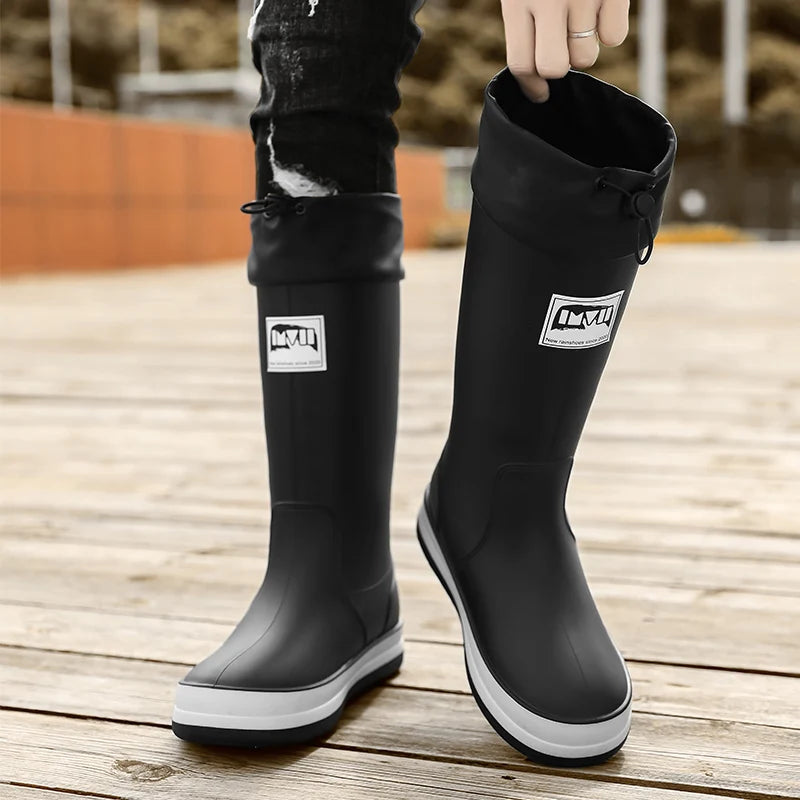 Men's high top rain boots autumn and winter new waterproof anti slip rain shoes outdoors Garden work fashion casual water shoes
