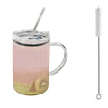 1000ML Drinking Glass Tumbler With Lid And Straw Glass Coffee Cup Glass Mug Milk Juice Cup Transparent Cup Juice Mocha Cups