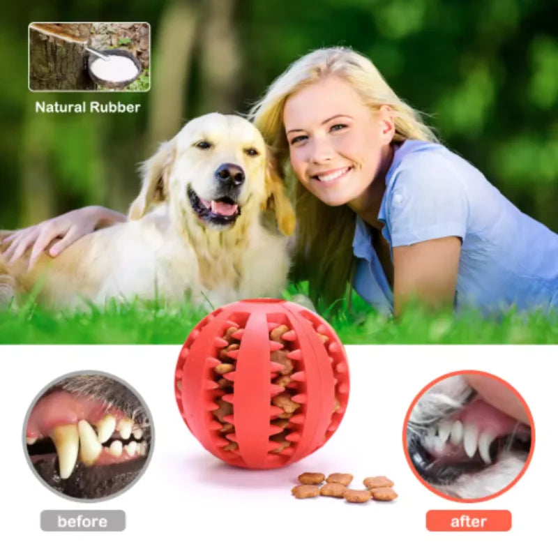 Interactive Dog Food Ball Rubber Chew Toy for Small to Large Dogs And Puppies - Pet Tooth Cleaning Chewing Toy