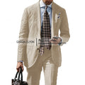 2025 New Casual Men's Suit Jacket Summer Spring Blazer Two Bottom Breathable Cotton Linen Coat 2 Pieces( Jacket+Pants )