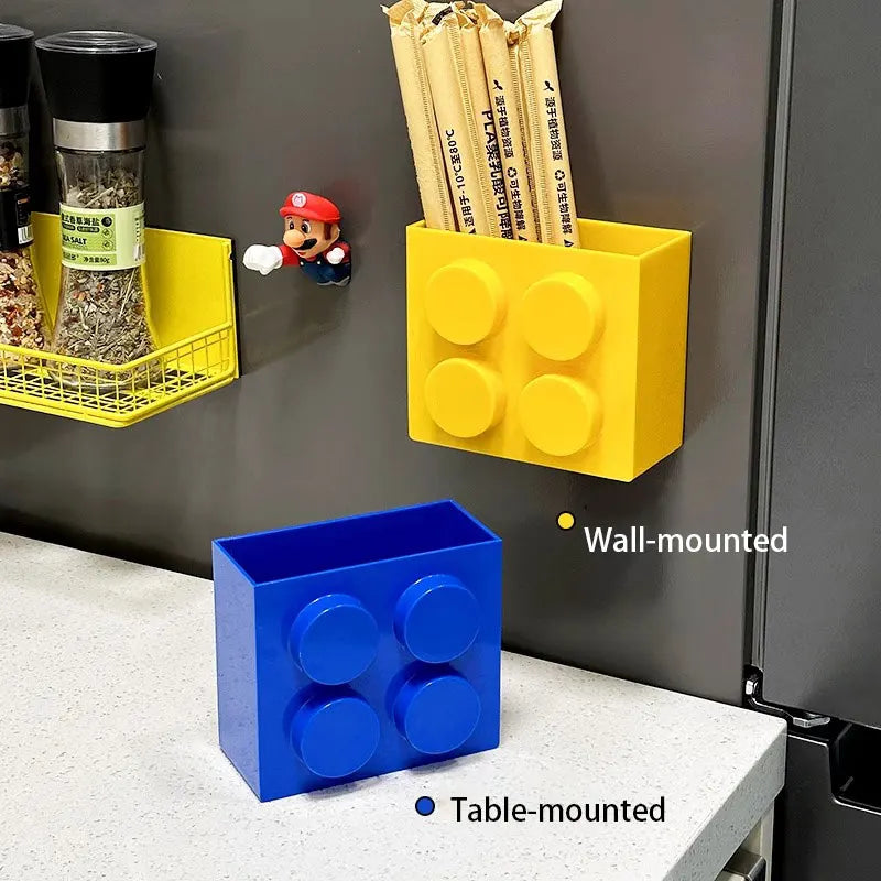 Magnetic wall-mounted narrow-edge kitchen straw, cling film storage box, refrigerator side storage rack