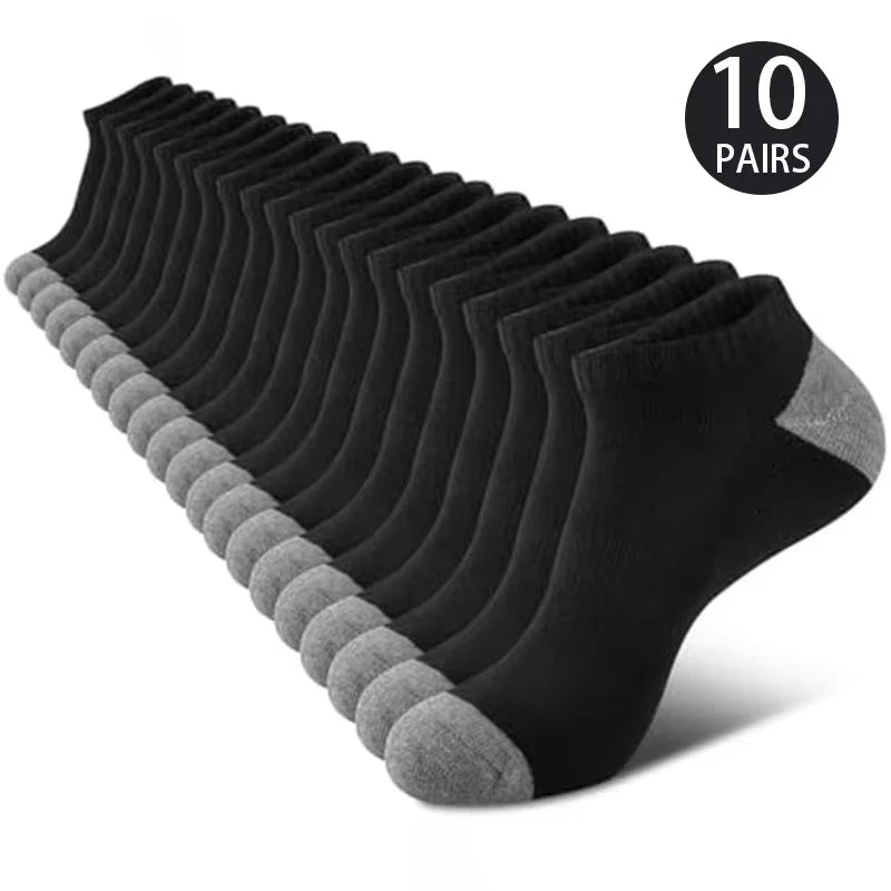 10 Pairs Men Ankle Socks Reinforced Gray Toe Heel | SAMAG