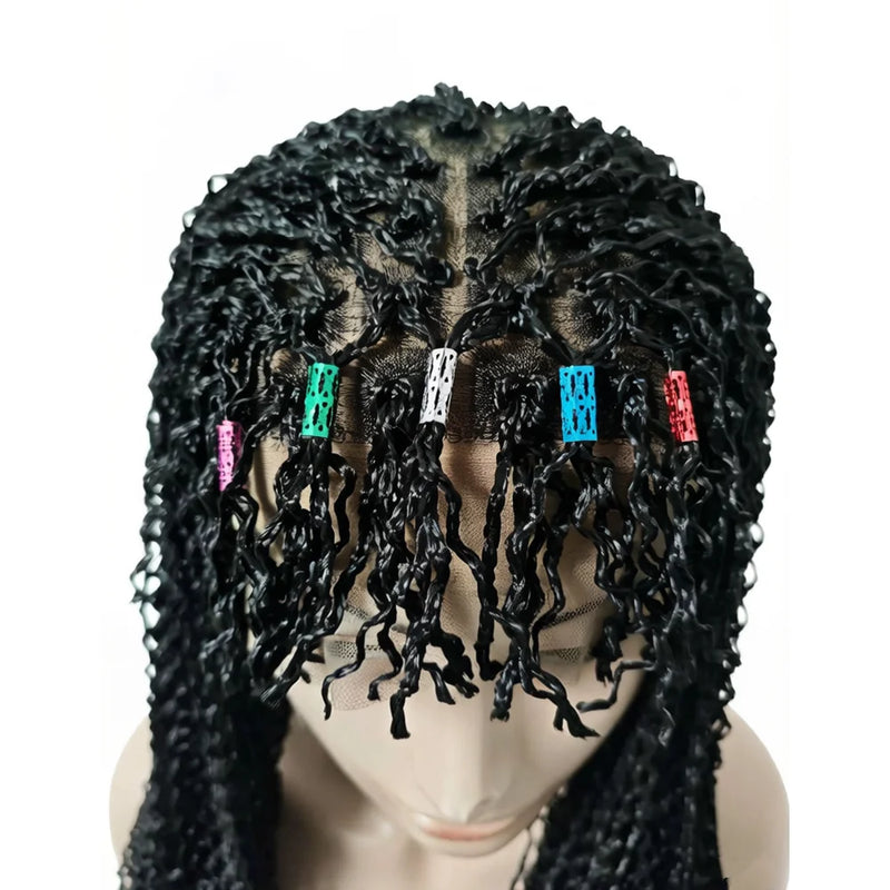 SQRDGQ Synthetic Hair Deep Curly Braided Wigs 13*5 Lace Front Woman Wigs on Clearance Sale Crochet Hair Synthetic Wig with Bangs