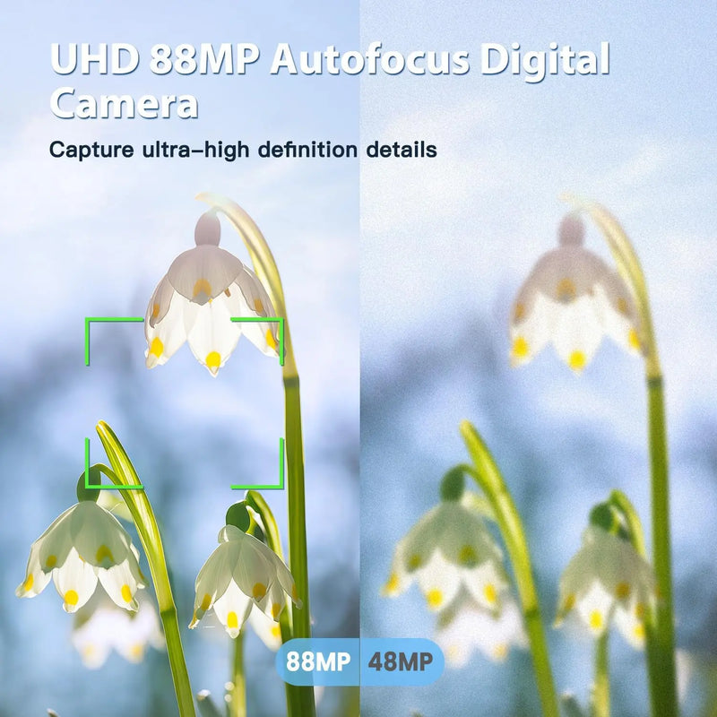 8K Digital Camera 88MP Autofocus WiFi Vlogging Dual Lens 16X Zoom Touch Screen 32GB Travel Video Photo