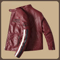 Men's Red Long-sleeve PU Jackets and Blue Faux Leather Motorcycle Coats for Fall and Winter. European Sizes S–XXXL.