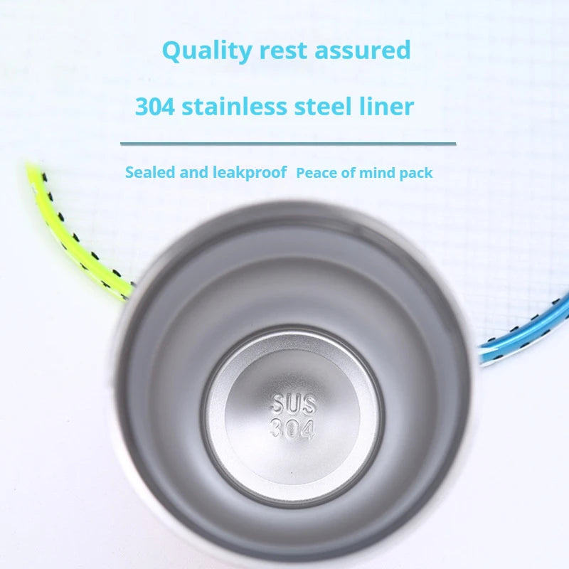 600/890ML Thermos Mug With Straw Stainless Steel Car Insulated Flask Water Tumbler for Outdoor Keeps Cold and Heat Thermal Mug