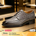 2026 new ostrich leather pattern men's genuine leather formal wear handmade cowhide Fashion casual business leather shoes
