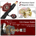 Sougayilang Baitcasting Fishing Rod and Reel Bag Set 1.8-2.4m Telescopic Rod and Metal Spool Fishing Reel for Bass Fishing Pesca