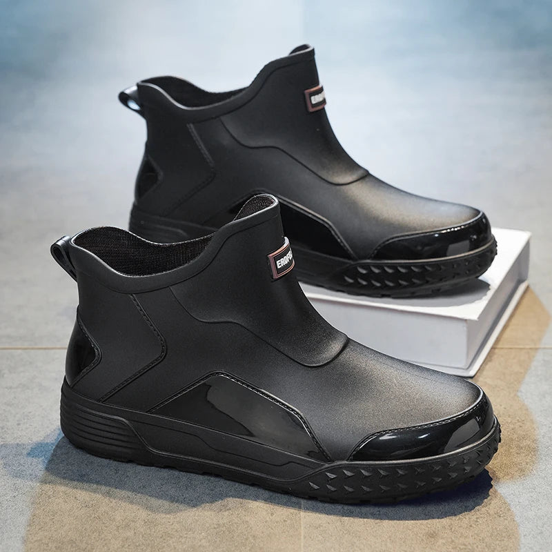 Unisex Short Outdoor Rain Boots, Anti-Slip Wear-Resistant Waterproof Shoes, Casual Wading Boots for Fishing & Work