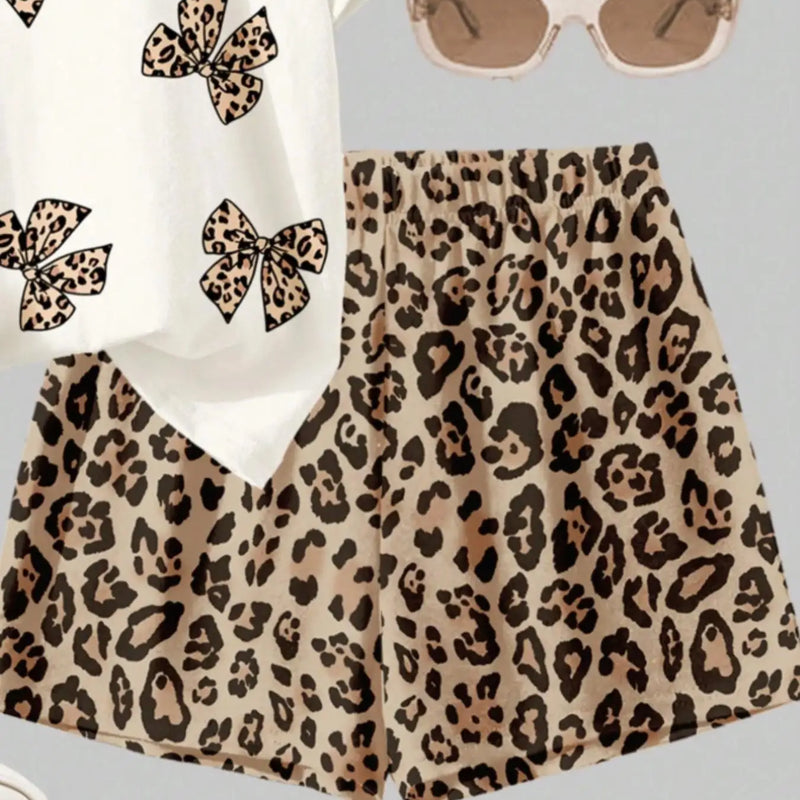 2-Piece Cheetah Print Set for Teen Girls: Casual Crewneck | SAMAG