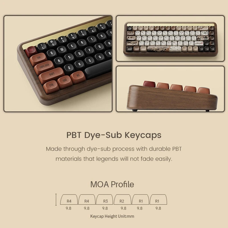 Akko MU01 Mountain Seclusion Wooden Mechanical Keyboard RGB Hot-swappable BT 5.0/2.4G Wireless & Type-C Wired Gaming Keyboard