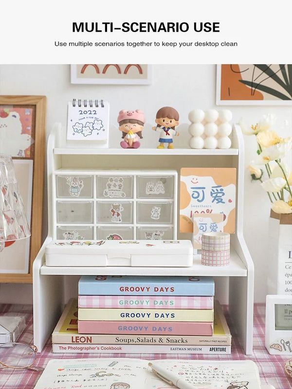 INS Desktop Storage Box 2 Layers Home Bedroom Dresser Skin Care Products Lipstick Shelf Study Stationery Books Sundry Organizer