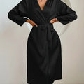 Women's Satin Robe Belted Elegant Solid Color Silky | SAMAG