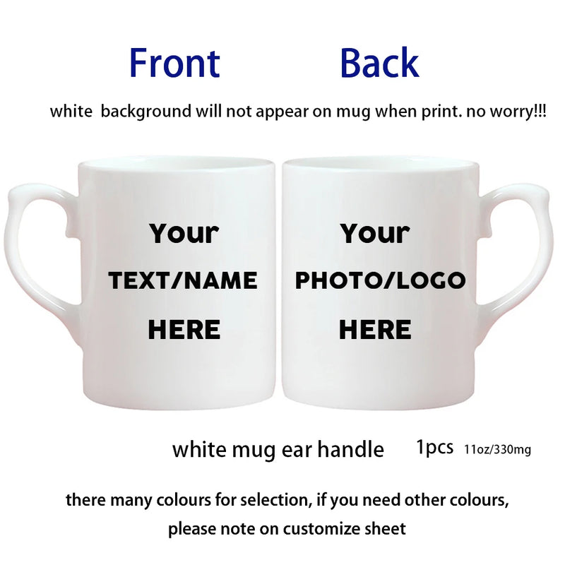 Personalized Your Photo Mug, Custom NAME Logo TEXT Cup,Customize Coffee Mugs, Tea Cups, Mothers day, Wedding Surprised Gift
