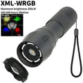 Upgraded Zoomable Red Flashlight, 4 Color in 1 Flash Light, Green Red Blue White Multi-Color RGBW Led with Memory for Fishing