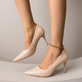 Black High Heels for Women's Sexy Fine Heel Pumps Fashion Party Plus Size 43 Pointed Toe Leathersexy Elegant High Heels