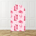 Cowgirl Pink Arch Backdrop Birthday Party Photo Background Kids Western Theme Decor Horse Shoe Boots Hat Pattern Celebration Bac