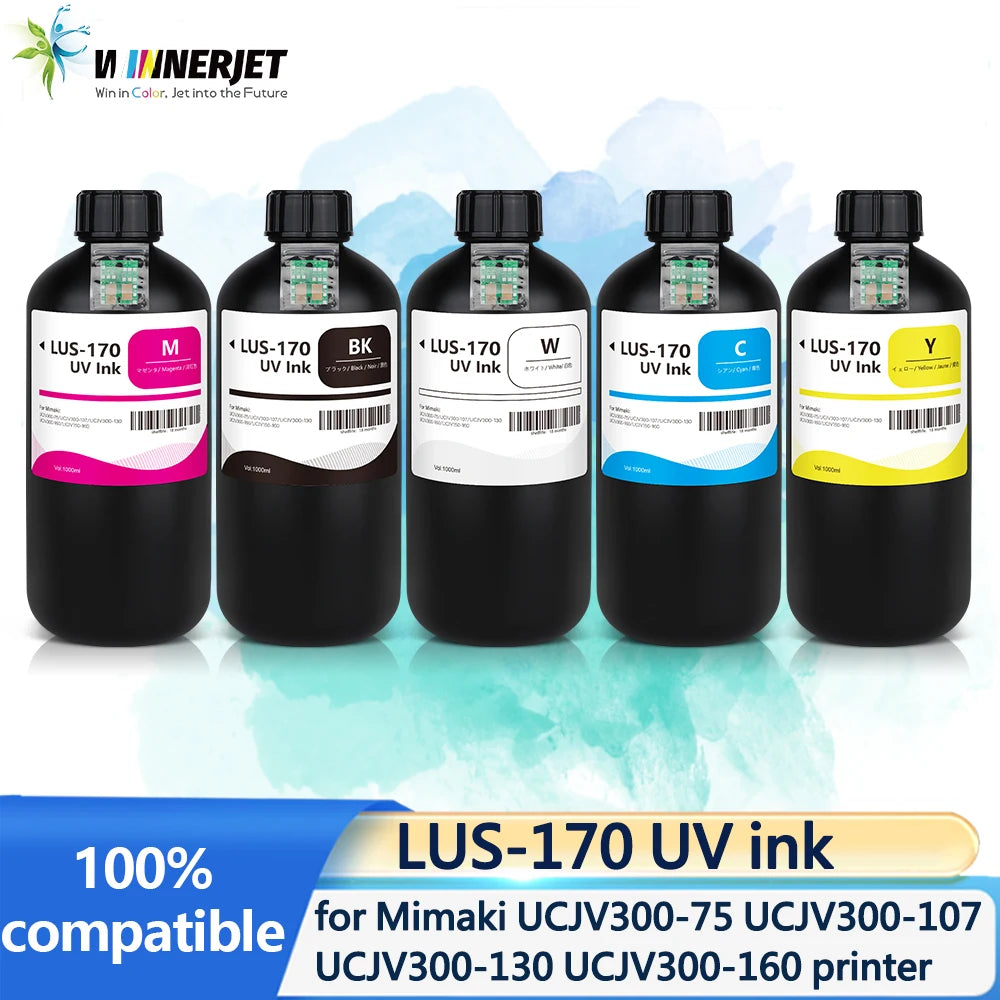 Winnerjet LUS-170 Special Ink Bottle With One Time Use Chip With UV Ink for Mimaki UCJV300-75 UCJV300-107 UCJV300-130