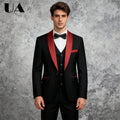 ULBYANRY Mens 3-Piece Suit Set (Jacket Vest Pants) Formal Business Tuxedo XXS-7XL Tailored Party Prom Wedding Suits