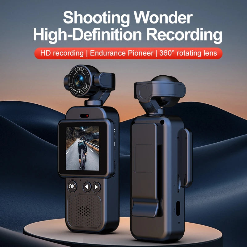 OnePus 4K Ultra HD Pocket Action Camera 360° Rotatable Vlog Wifi Sports Cam Waterproof Case Travel Bicycle Driver Recorder ﻿