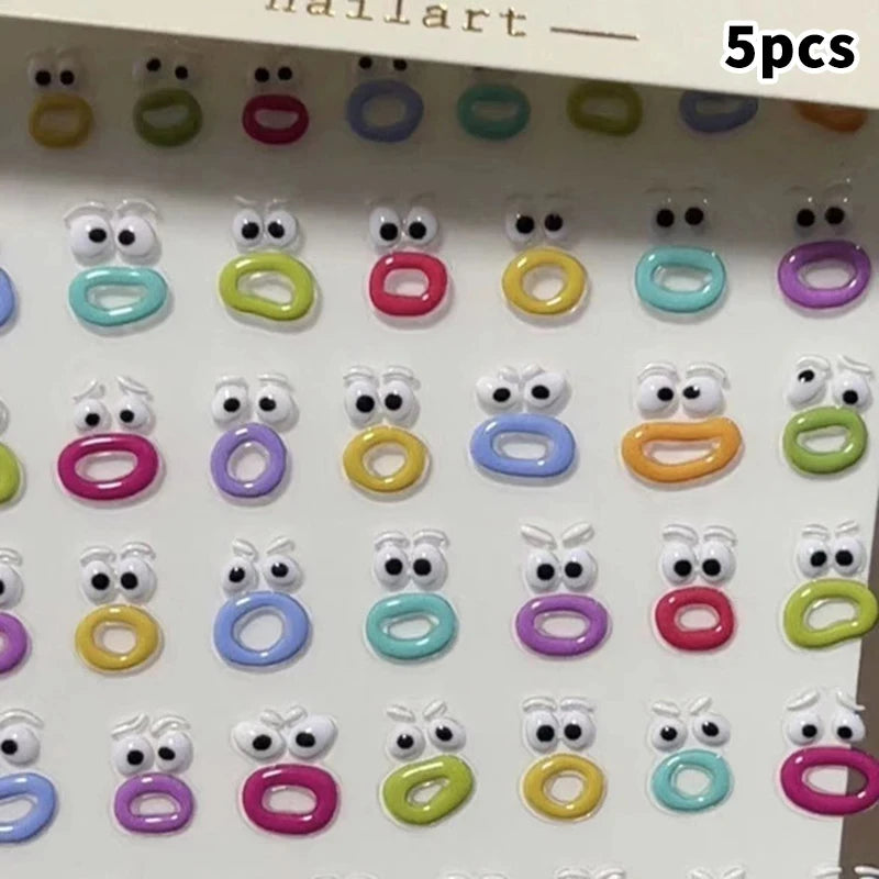 1/5/10Pcs Interesting Nail Art Stickers, Cute Jelly 2D Scrapbooking Stickers, DIY Waterproof Stickers