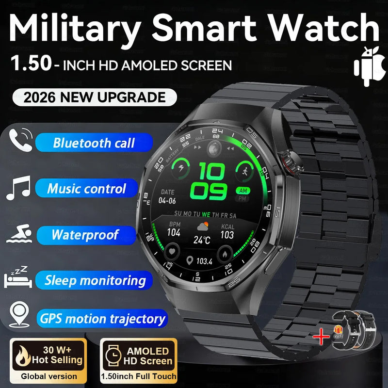 NEW GPS Outdoor fitness NFC Smart Watch 1.5 Inch AMOLED Screen Bluetooth Call IP67 Waterproof Man Smart Watches For Man 2026
