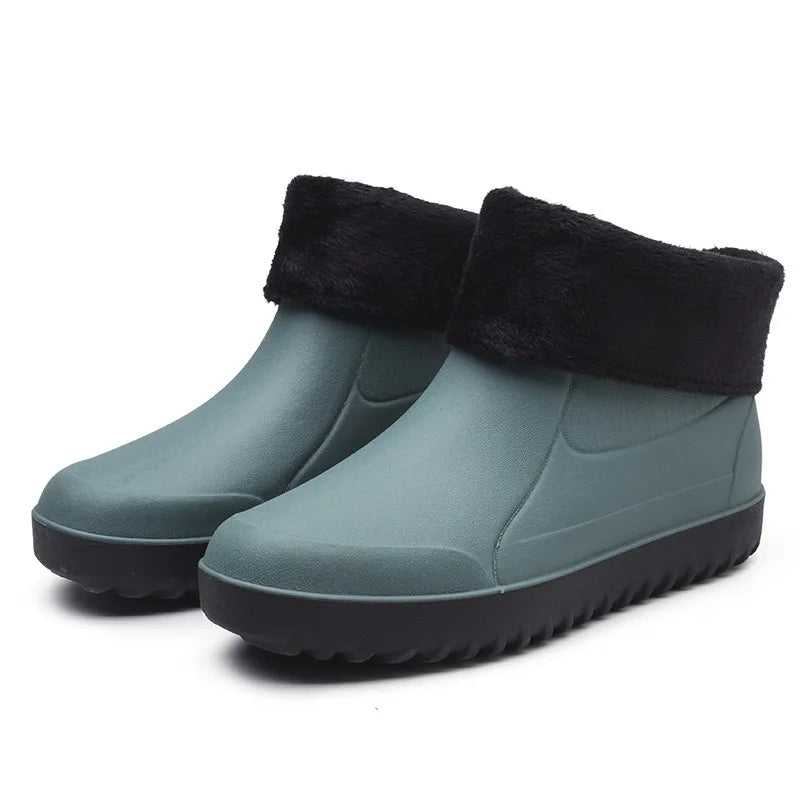 Men's Rain Boots Waterproof Rubber Shoes Outdoor Hiking Fishing Shoes PVC Kitchen Work Water Shoes Slip on Non-slip Ankle Boots