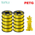 SUNLU PETG 3D Filament 1KG Biodegradable 1.75MM 10Rolls Bright Color Good Toughness Excellent Acid Alkali Weather Resistance
