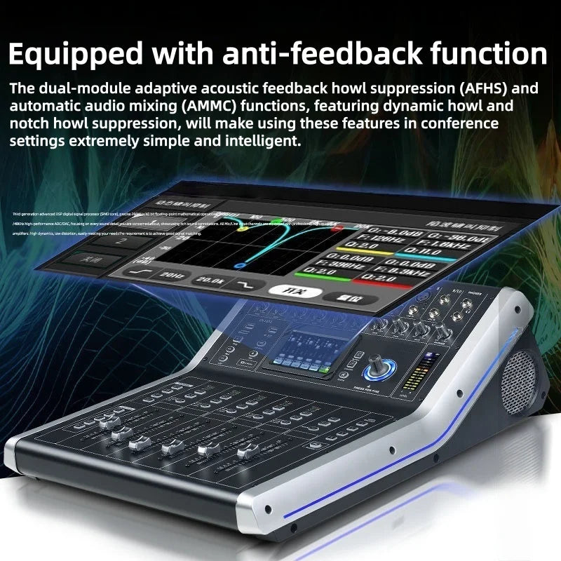 High Performance 12 Channel Digital Audio Mixer Bluetooth Sound Controller Professional DJ Console for Stage Studio Live