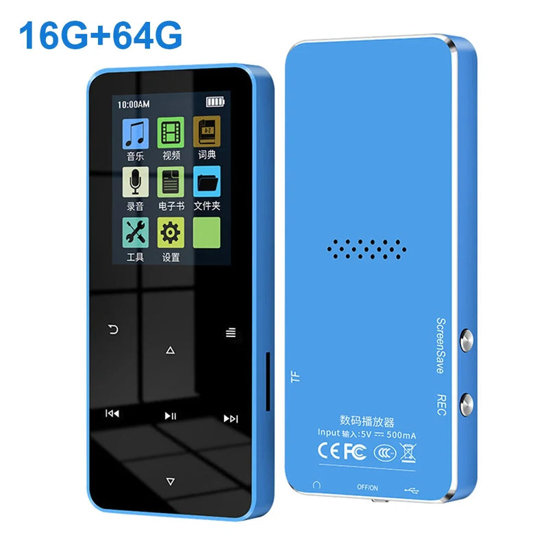 New 1.8 Inch Metal Touch MP3 MP4 Music Player Bluetooth-compatible 5.0 Fm Radio Video Play 8/32/64GB E-book Hifi Player Walkman