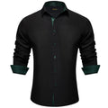 Men's Polyester Cotton Solid Black Shirts Long Sleeve | SAMAG