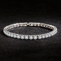 New Exquisite Tennis Bracelet 925 Sterling Silver Hip Hop Trend Gold Color 4MM Women's and Men's Bracelet Crystal Jewelry Gift