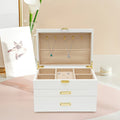 Black Walnut /Brown / White Wood Organizer Jewelry and Watch Display Case Storage Box Convenient