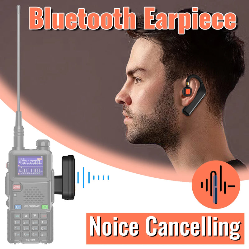 ABBREE Walkie Talkie Wireless Bluetooth Headphone Handsfree Earpiece Replacement for Baofeng UV-5RH UV-32 DM-32 UV-5R MINI UV-21