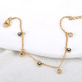 Lokaer Vintage Enamel Blue Eye Charm Bracelets for Women Stainless Steel Cubic Zirconia Chain Bracelet Waterproof Jewelry B24110