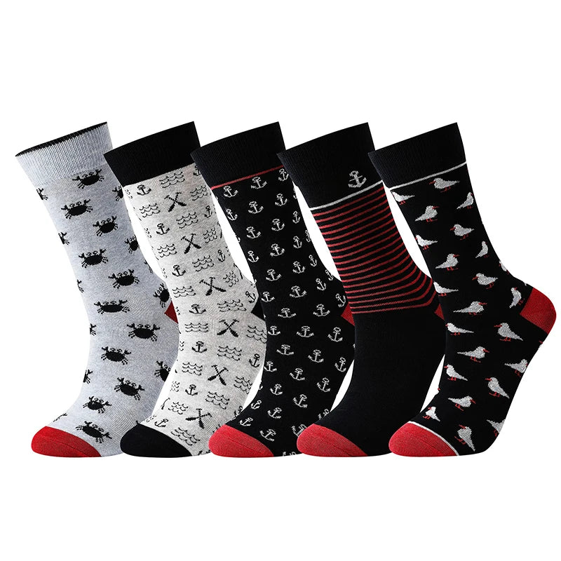 5 Pairs Men's Socks Cotton Business New Fashion Funny | SAMAG