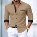 Men's shirt button-up no-iron color block casual everyday | SAMAG