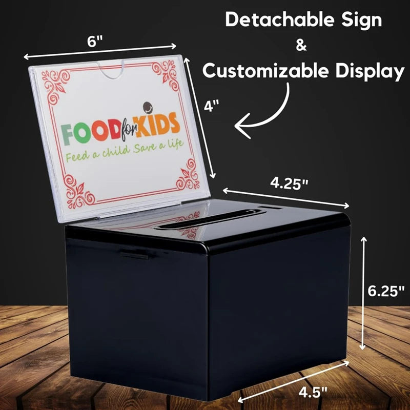 Donation Box With Lock - Acrylic Suggestion With Slot, Ballot With Sign Holder For Raffle, Voting - View 6 | SAMAG