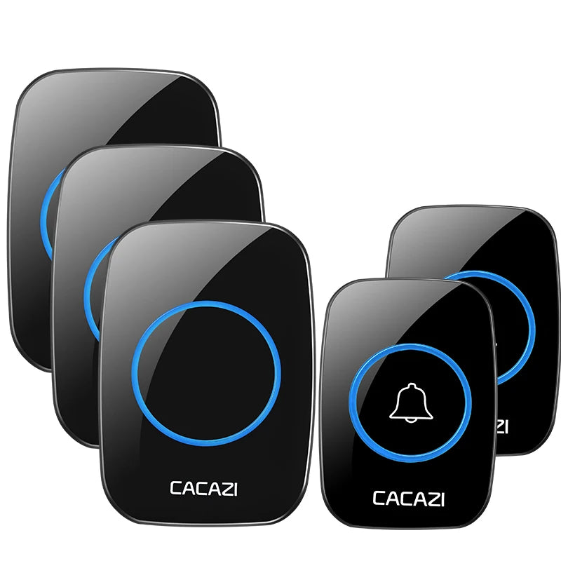 CACAZI New Wireless Doorbell Waterproof 300m Range US EU UK Plug-in Home Intelligent Door Bell Chime 1 2 Button 1 2 3 Receivers