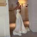 Simple Wedding Dresses A Line Woman's Feathers Sexy | SAMAG