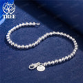Christmas gifts charm 925 Sterling Bracelet 4MM beads chain 16-23cm for woman Popular brands jewelry fashion Wedding party