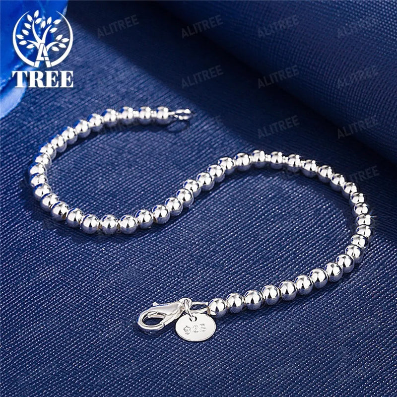 Christmas gifts charm 925 Sterling Bracelet 4MM beads chain 16-23cm for woman Popular brands jewelry fashion Wedding party