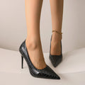 Black High Heels for Women's Sexy Fine Heel Pumps Fashion Party Plus Size 43 Pointed Toe Leathersexy Elegant High Heels