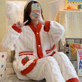 Pyjama épais en flanelle et velours corail fraise | SAMAG