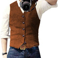 Men's Suit Vest V Neck Wool Herringbone Tweed Casual Waistcoat Formal Business Vest Groomman