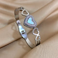 Stainless Steel Bangle Bracelet Inlay Luxury Rhinestones Gorgeous Synthetic Zirconia Geometric Oval Square Stars Shape for Women