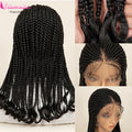 Synthetic Short Cornrows Braided Wig Protective Full Lace Wig with Baby Hair 18 inch Knotless Stitch Braided Wigs With Wavy End
