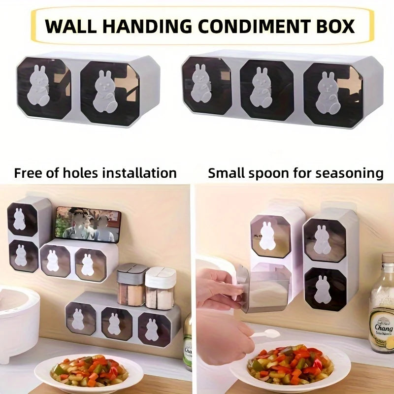 2/3 No - Drill Wall Mount Spice Organizer - Kitchen Drawer Storage Rack with Labels, Adhesive Seasoning Box - View 5 | SAMAG